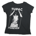 2PAC Womens Black Graphic T-Shirt 2XL Short Sleeve Crew Neck Music Merch
