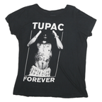 2PAC Womens Black Graphic T-Shirt 2XL Short Sleeve Crew Neck Music Merch