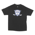 ADIDAS Mens Black & Orange Hockey Helps Kids Graphic T-Shirt L Short Sleeve Crew