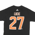 ADIDAS Mens Black & Orange Hockey Helps Kids Graphic T-Shirt L Short Sleeve Crew