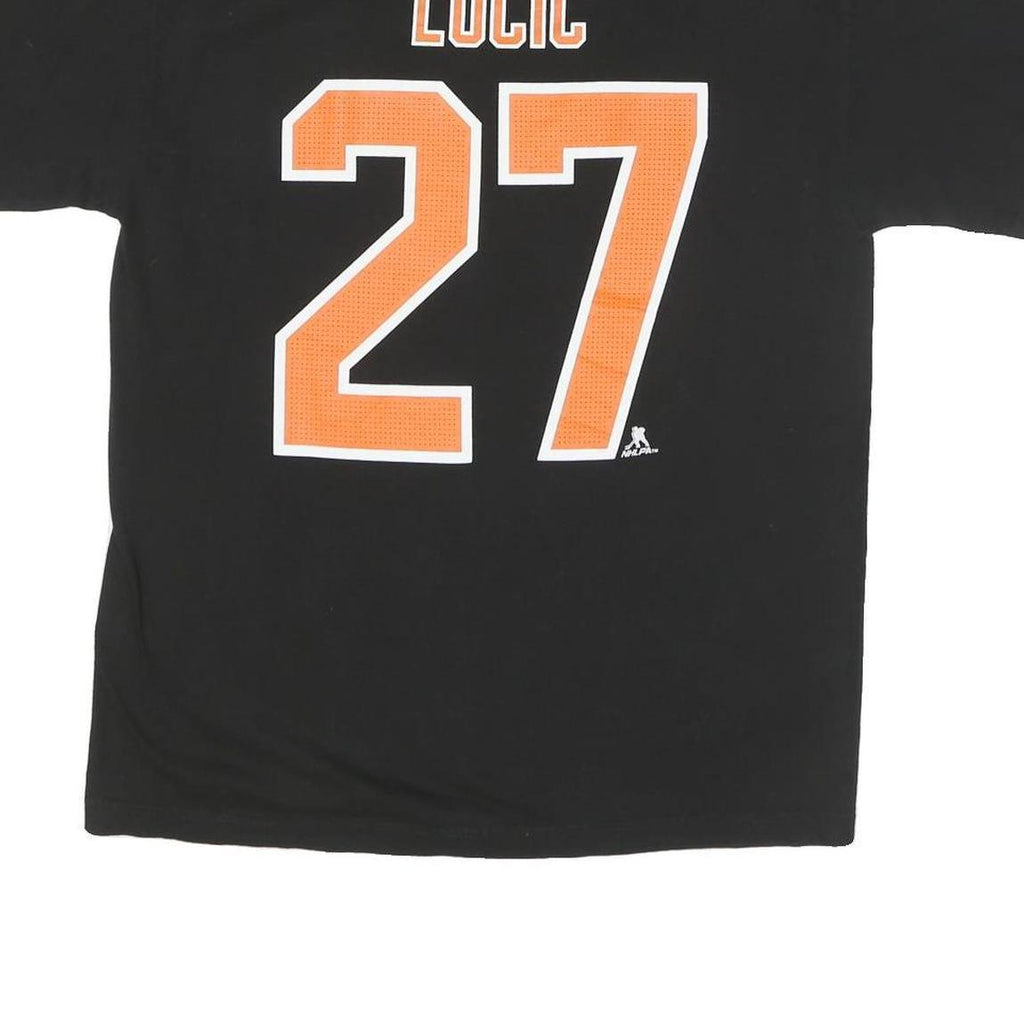 ADIDAS Mens Black & Orange Hockey Helps Kids Graphic T-Shirt L Short Sleeve Crew