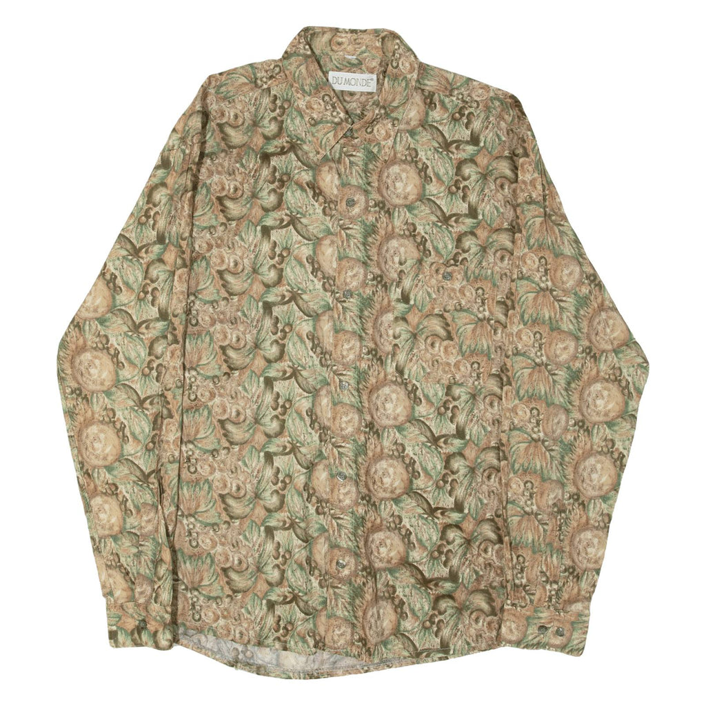 DUMONDE Mens Shirt Green Crazy Pattern Long Sleeve M