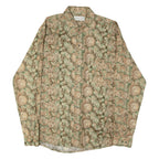 DUMONDE Mens Shirt Green Crazy Pattern Long Sleeve M