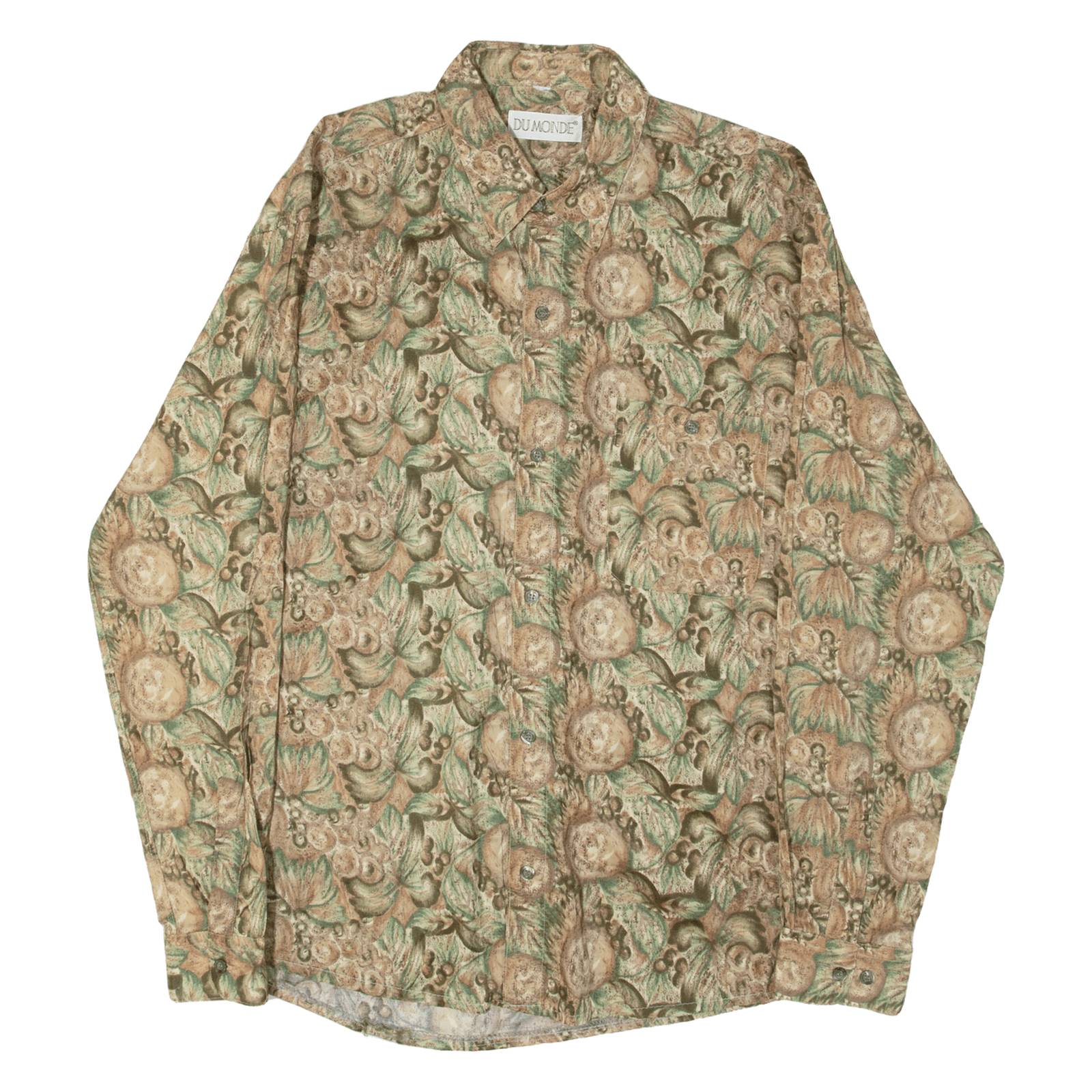 DUMONDE Mens Shirt Green Crazy Pattern Long Sleeve M
