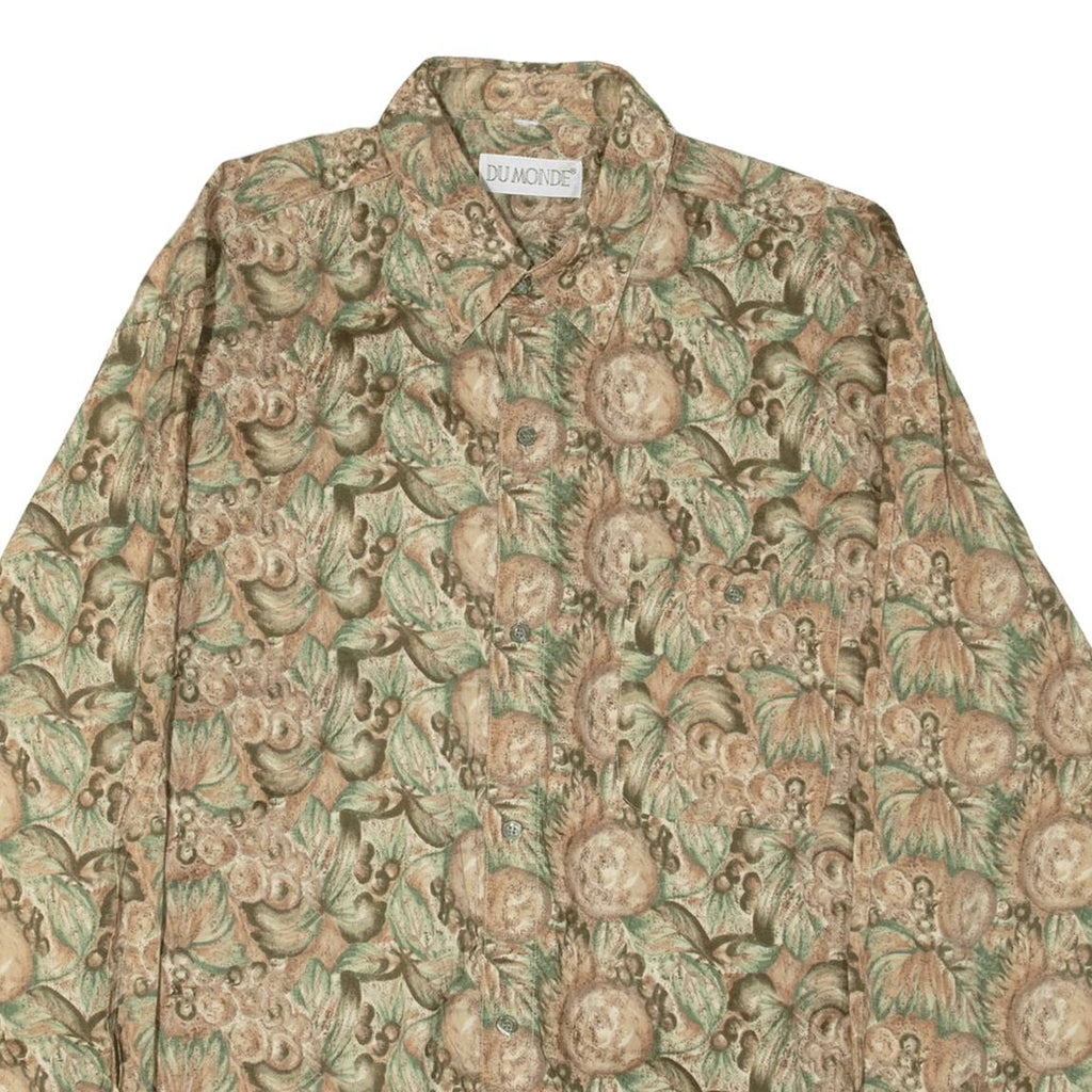 DUMONDE Mens Shirt Green Crazy Pattern Long Sleeve M