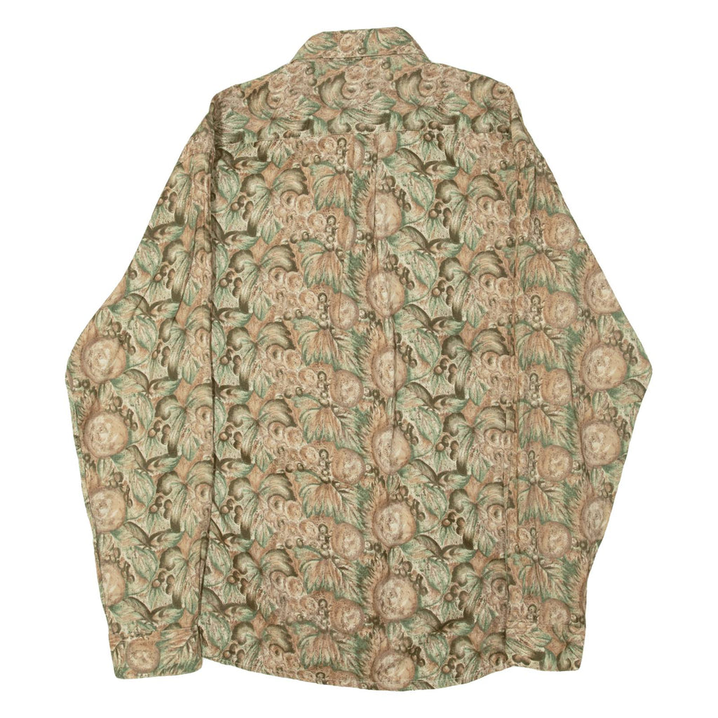 DUMONDE Mens Shirt Green Crazy Pattern Long Sleeve M