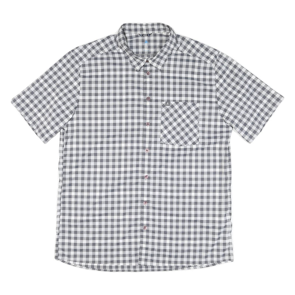 ODLO Mens Black & White Check Shirt 2XL Polyester Blend Casual Short Sleeve