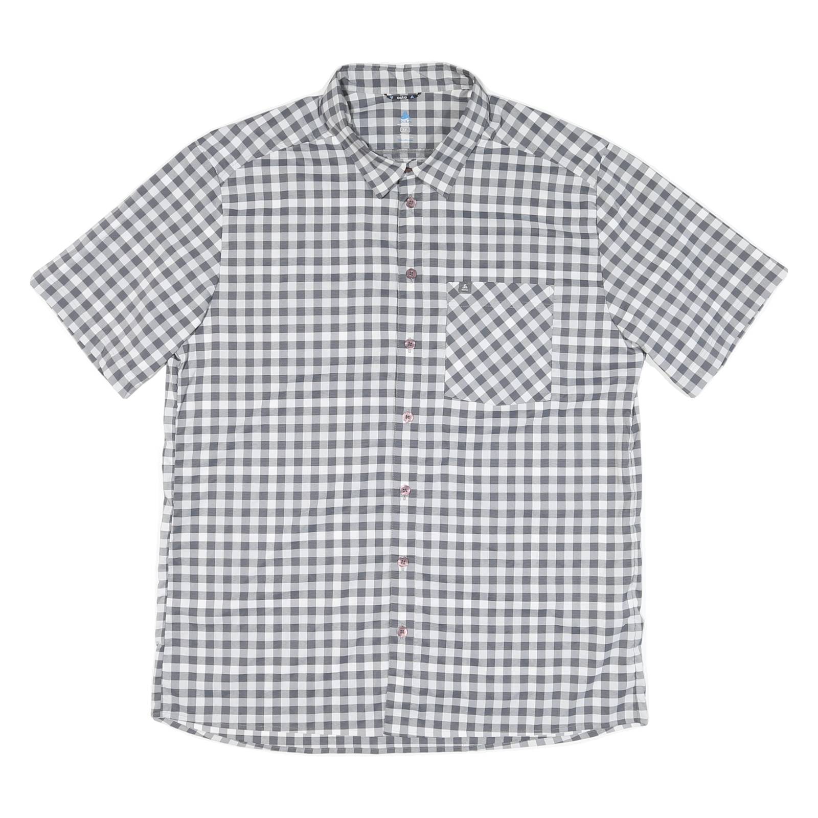 ODLO Mens Black & White Check Shirt 2XL Polyester Blend Casual Short Sleeve