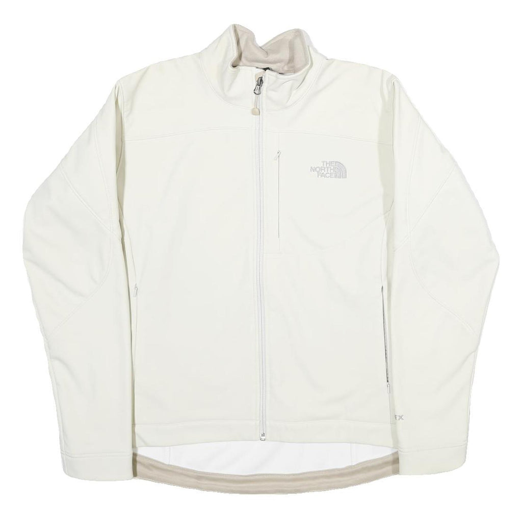 THE NORTH FACE Womens White Softshell Jacket L Polyester Blend Zip Performance