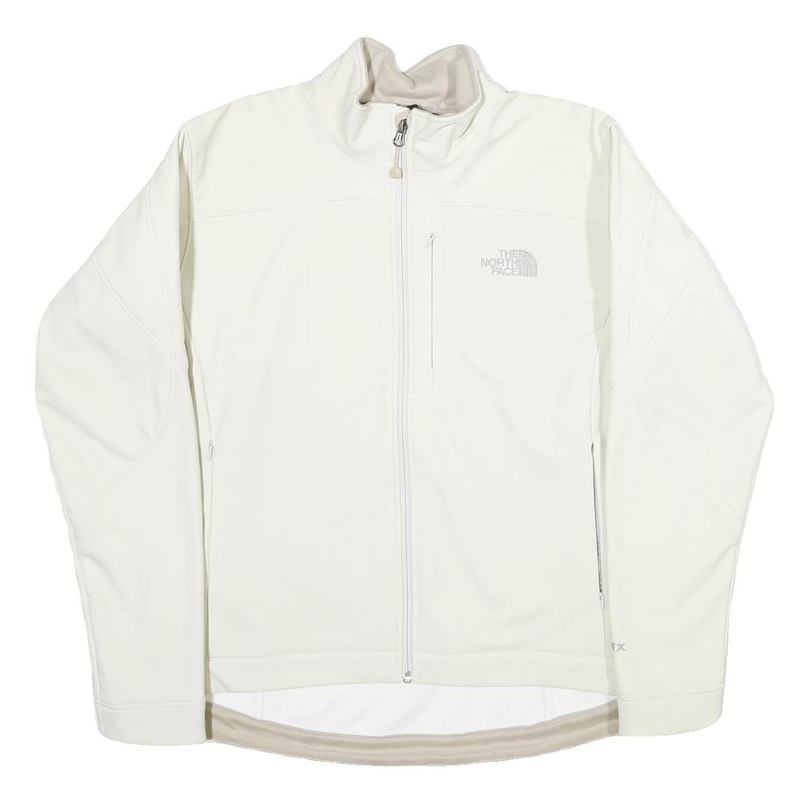 THE NORTH FACE Womens White Softshell Jacket L Polyester Blend Zip Performance