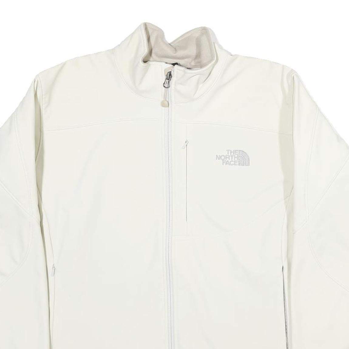 THE NORTH FACE Womens White Softshell Jacket L Polyester Blend Zip Performance