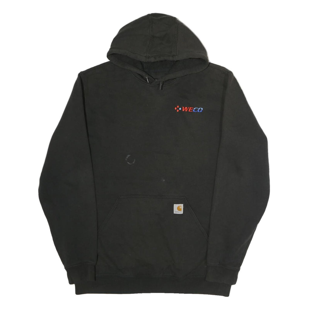 CARHARTT Mens Black Hoodie L WECO Logo Cotton Pullover Workwear