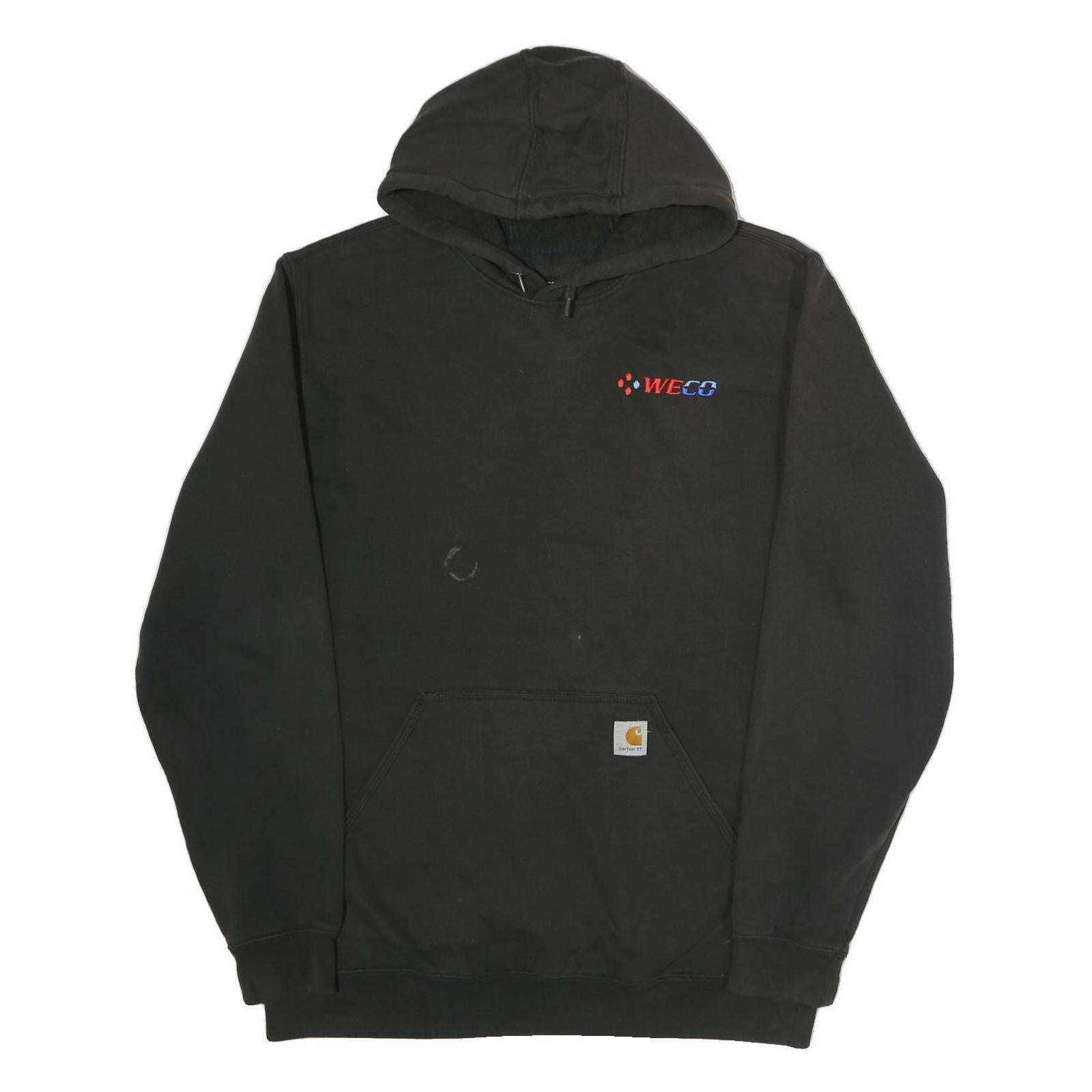 CARHARTT Mens Black Hoodie L WECO Logo Cotton Pullover Workwear