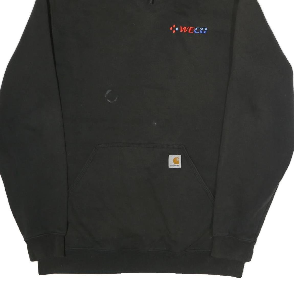 CARHARTT Mens Black Hoodie L WECO Logo Cotton Pullover Workwear