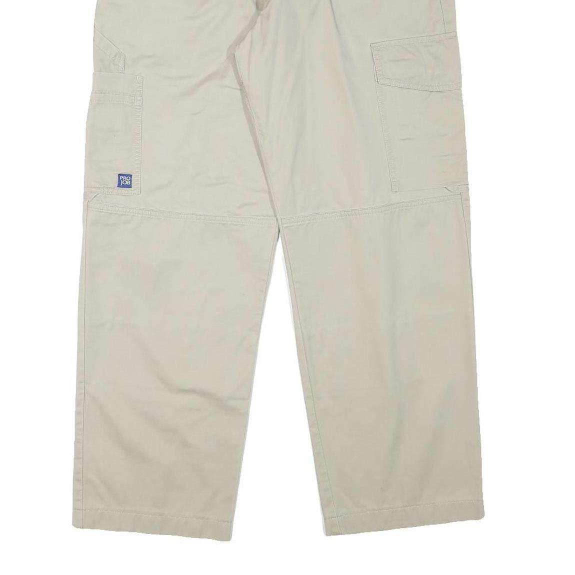 PRO JOB Mens Cotton Blend Beige Relaxed Straight Trousers W34 L28 Workwear Style