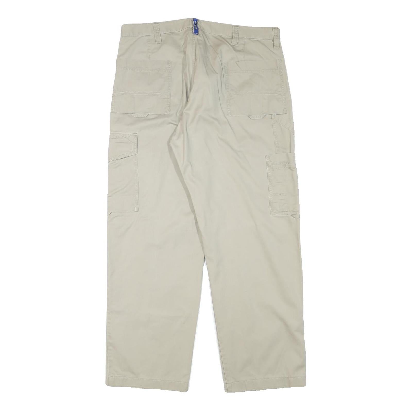 PRO JOB Mens Cotton Blend Beige Relaxed Straight Trousers W34 L28 Workwear Style