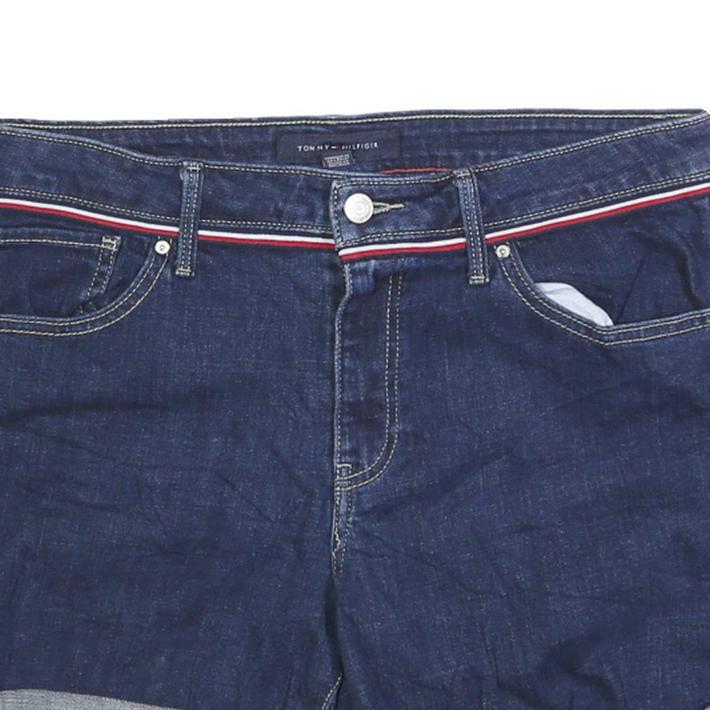 TOMMY HILFIGER Womens Shorts Blue Denim Casual M W34 Rolled Hem