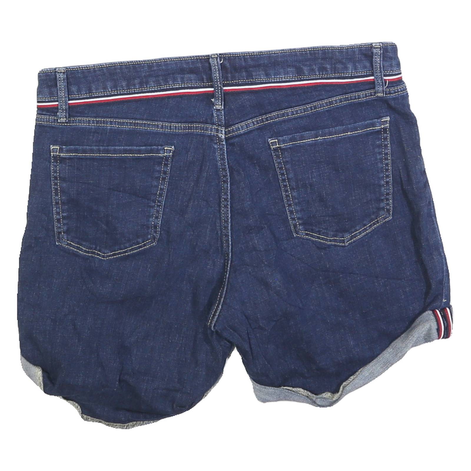 TOMMY HILFIGER Womens Shorts Blue Denim Casual M W34 Rolled Hem