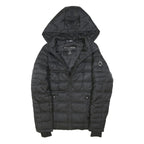 NAUTICA Womens Black Hooded Quilted Jacket M Polyester Blend Zip Outerwear