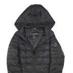 NAUTICA Womens Black Hooded Quilted Jacket M Polyester Blend Zip Outerwear