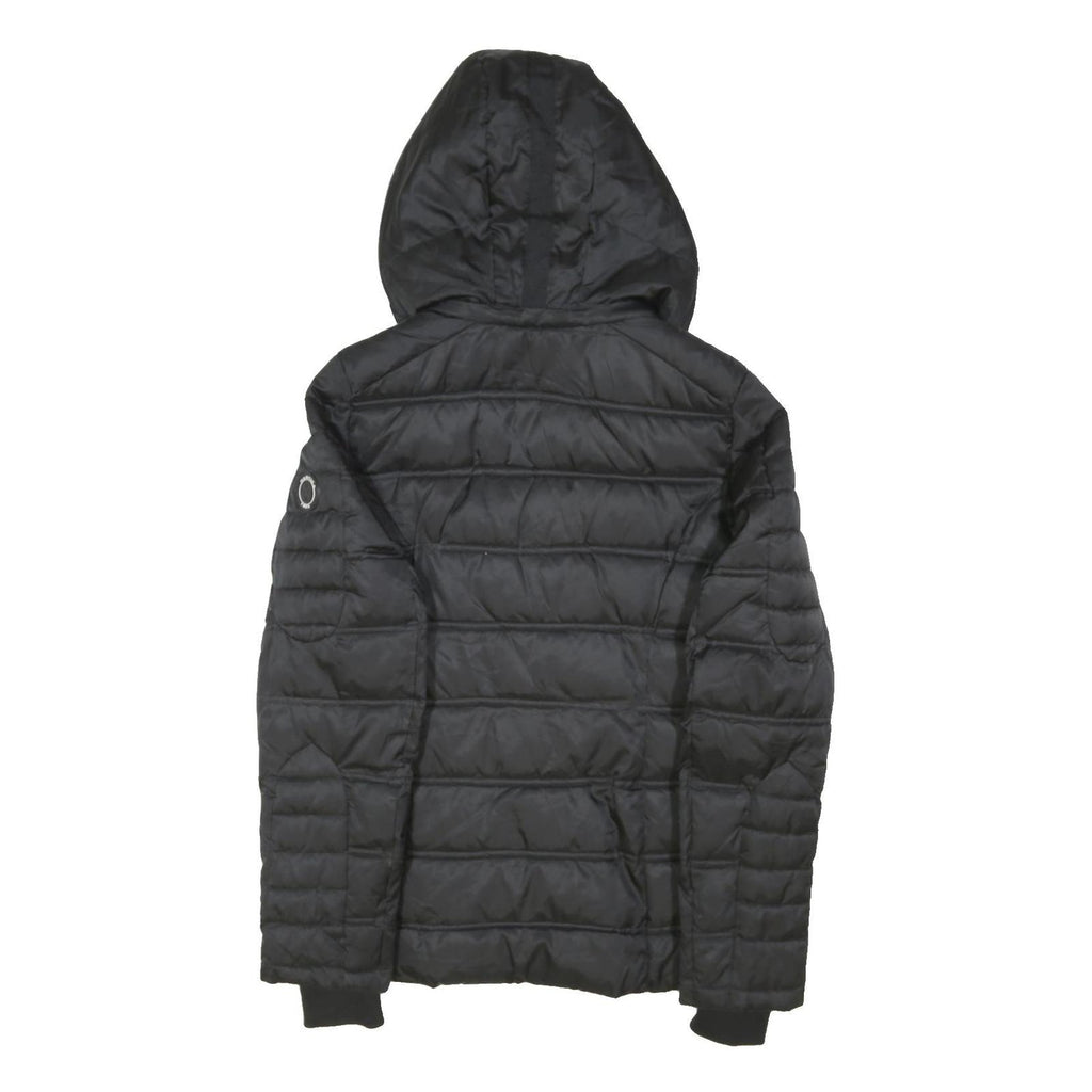 NAUTICA Womens Black Hooded Quilted Jacket M Polyester Blend Zip Outerwear