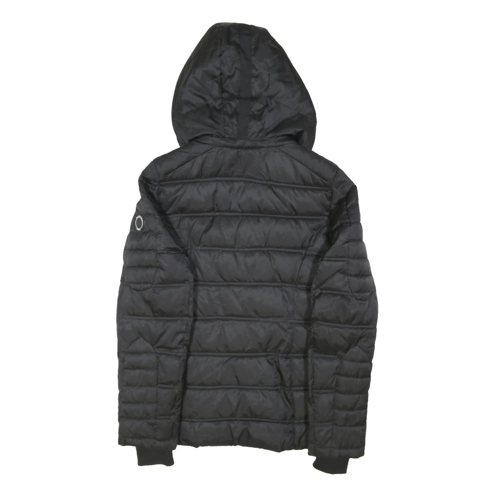 NAUTICA Womens Black Hooded Quilted Jacket M Polyester Blend Zip Outerwear