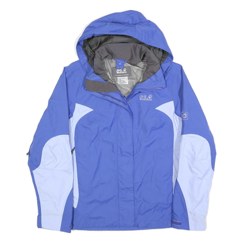 JACK WOLFSKIN Womens Blue & Light Blue Outdoor Jacket M Polyester Zip Hooded