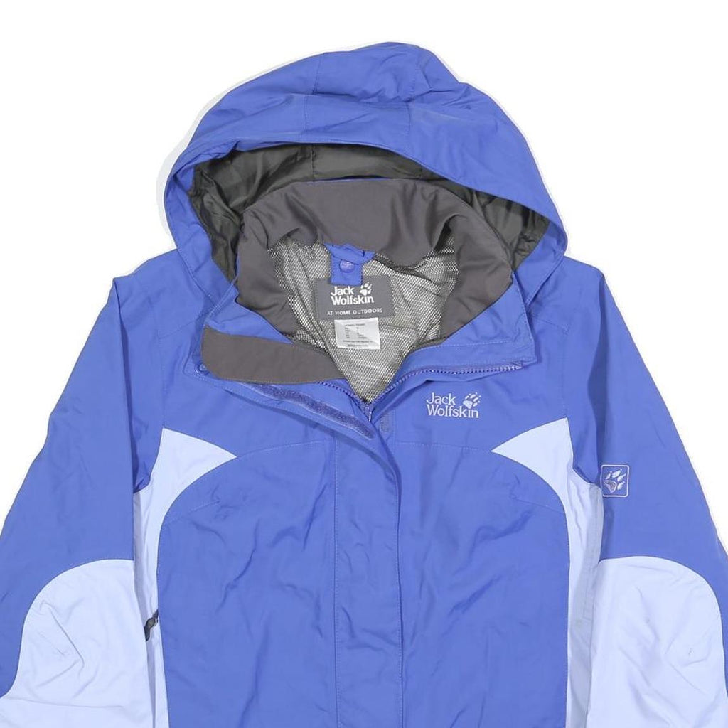 JACK WOLFSKIN Womens Blue & Light Blue Outdoor Jacket M Polyester Zip Hooded