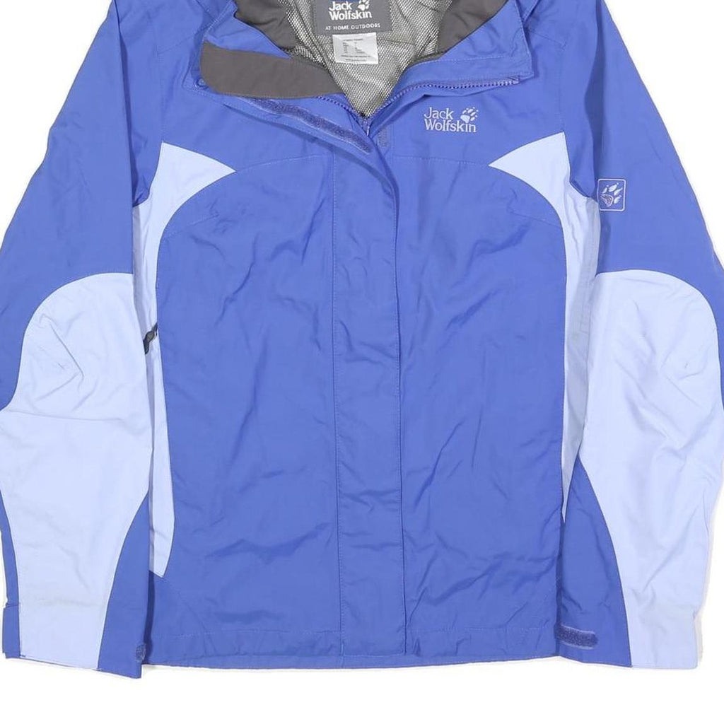 JACK WOLFSKIN Womens Blue & Light Blue Outdoor Jacket M Polyester Zip Hooded