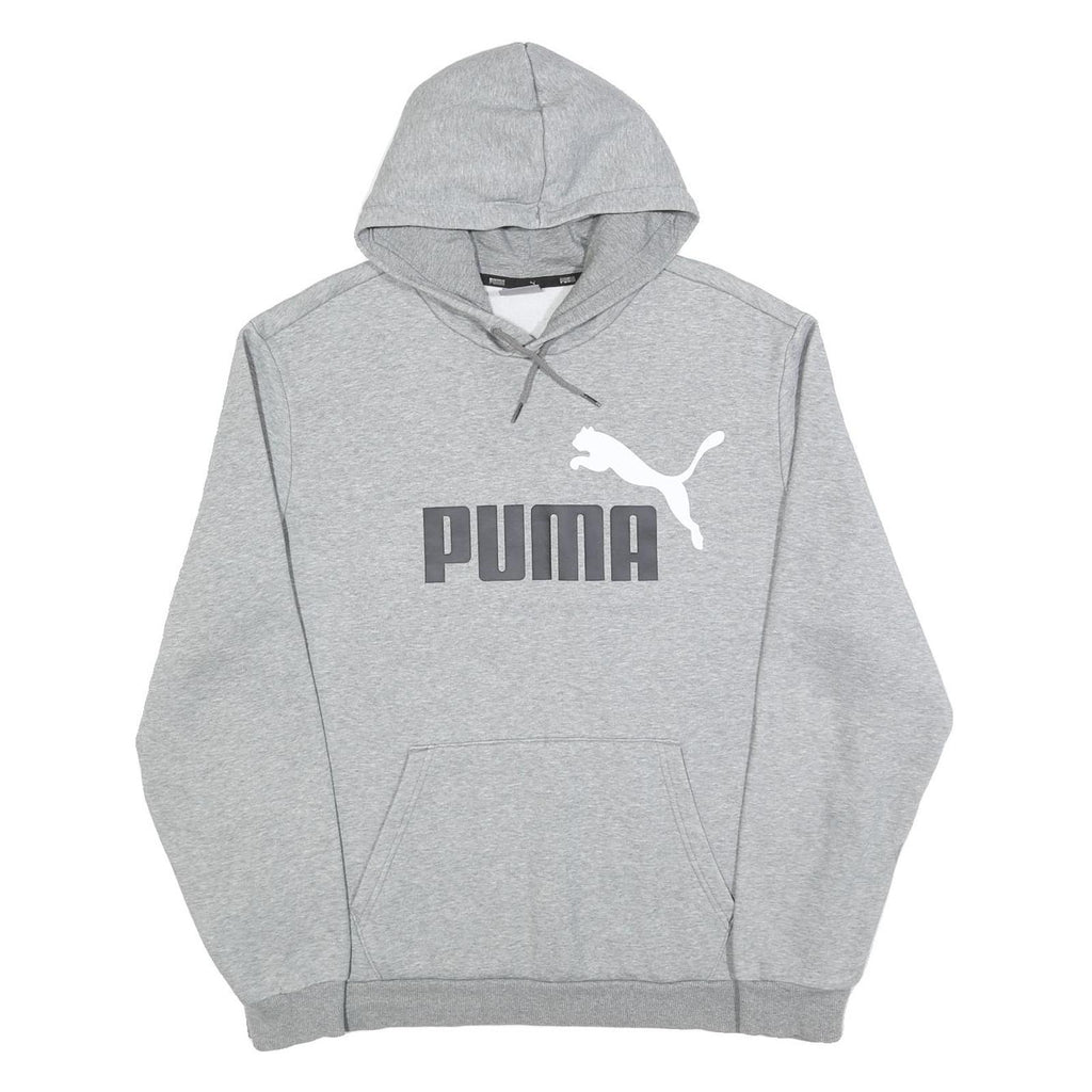 PUMA Mens Grey Hoodie XL Cotton Blend Pullover Hooded Sweatshirt