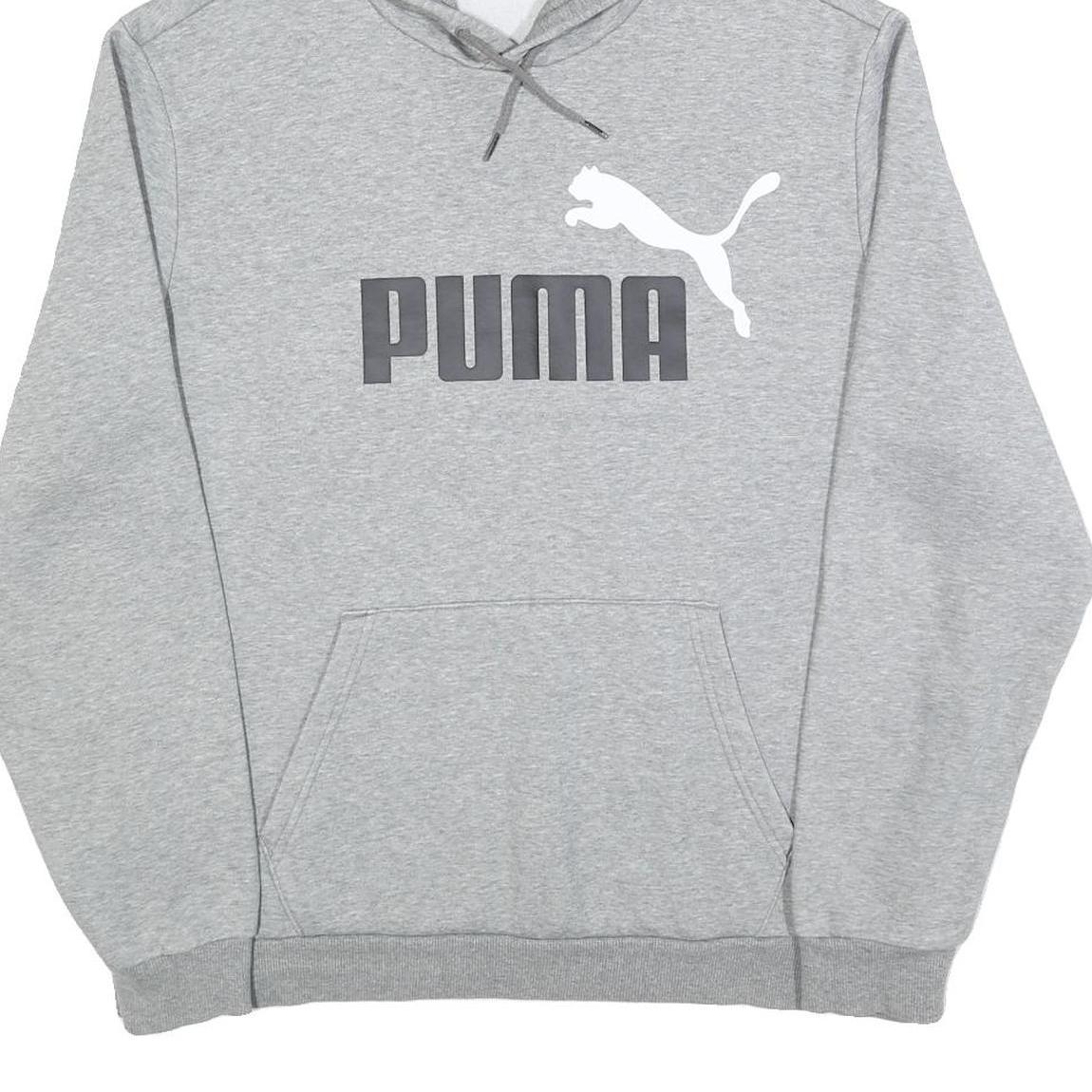 PUMA Mens Grey Hoodie XL Cotton Blend Pullover Hooded Sweatshirt