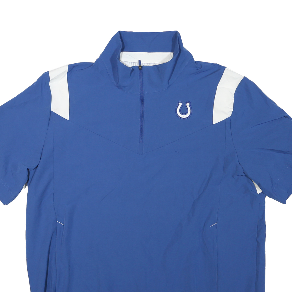 NIKE Mens Blue & White Indianapolis Colts Short Sleeve Zip Jacket L Polyester