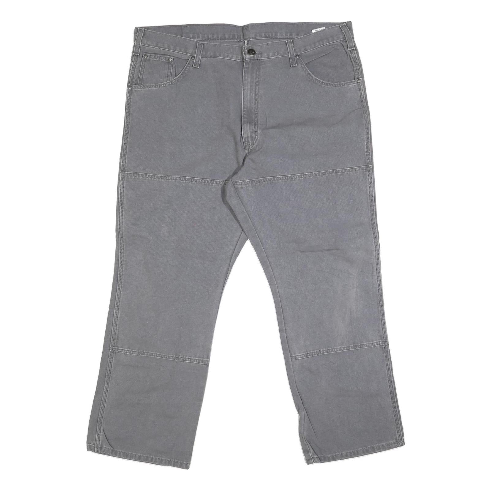 DICKIES Mens Grey Regular Straight Denim Jeans Cotton Blend W42 L29 Workwear Zip