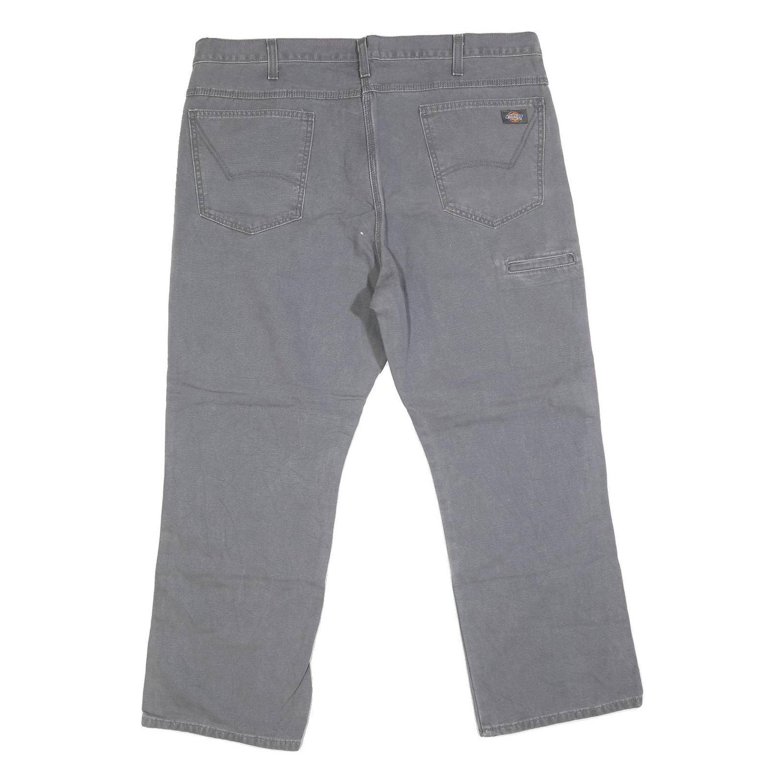 DICKIES Mens Grey Regular Straight Denim Jeans Cotton Blend W42 L29 Workwear Zip