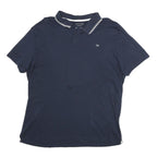 CALVIN KLEIN Mens Navy Blue Cotton Polo Shirt XL CK Logo Short Sleeve Basic