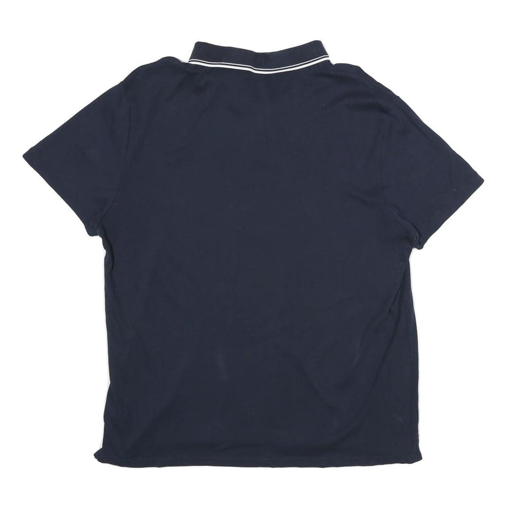 CALVIN KLEIN Mens Navy Blue Cotton Polo Shirt XL CK Logo Short Sleeve Basic