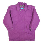 DAUNEN Womens Purple Quilted Jacket L Polyester Blend Long Sleeve Zip