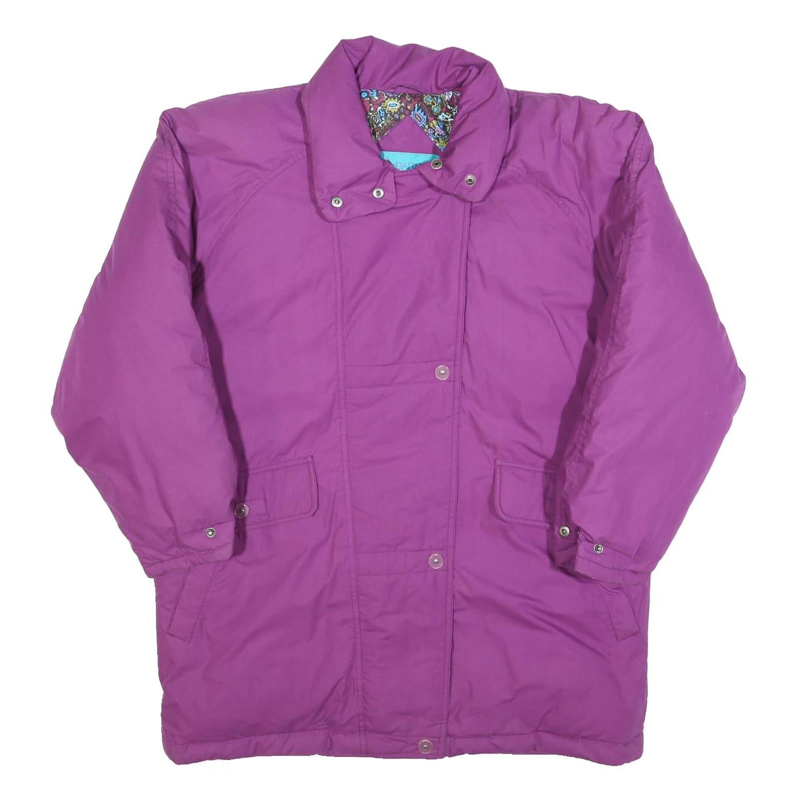 DAUNEN Womens Purple Quilted Jacket L Polyester Blend Long Sleeve Zip