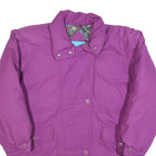 DAUNEN Womens Purple Quilted Jacket L Polyester Blend Long Sleeve Zip
