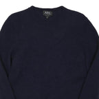 APC Mens Navy Plain Wool Jumper Crew Neck Basic Knit M Casual Classic Comfort