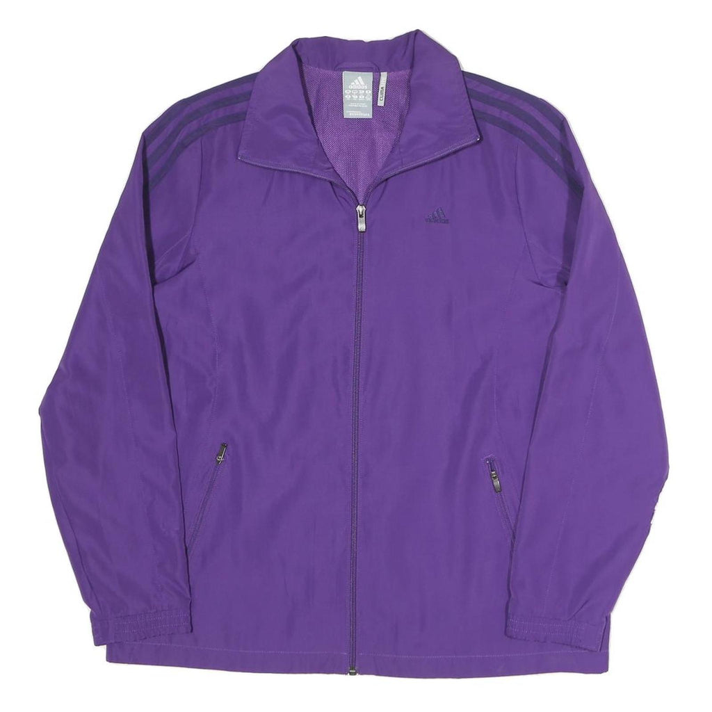 ADIDAS Womens Purple Classic Jacket UK 14 Polyester Blend Zip Sportswear