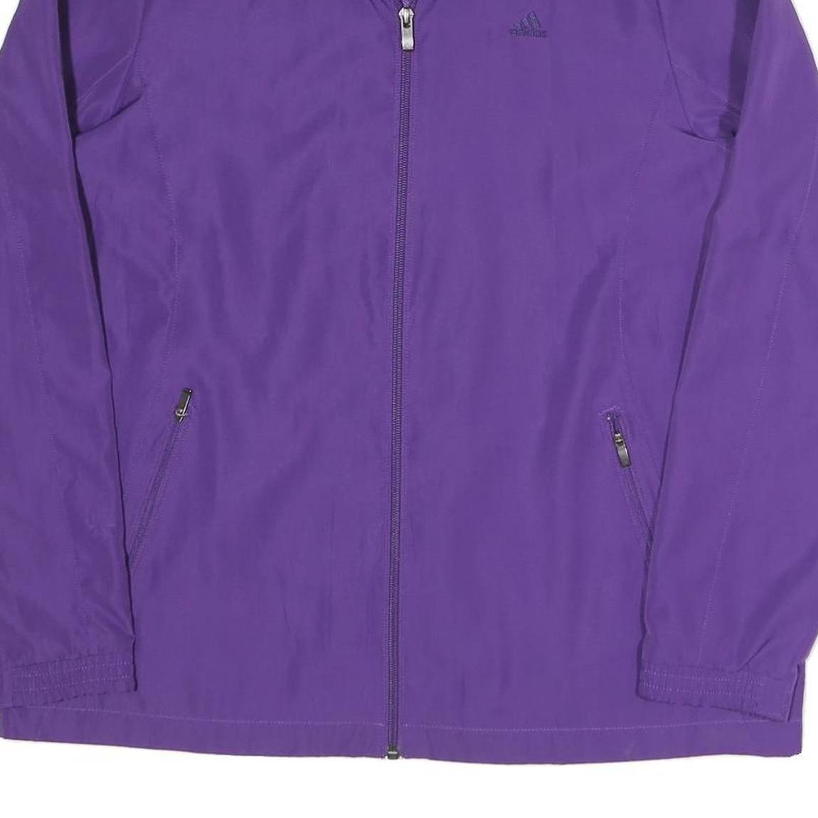 ADIDAS Womens Purple Classic Jacket UK 14 Polyester Blend Zip Sportswear