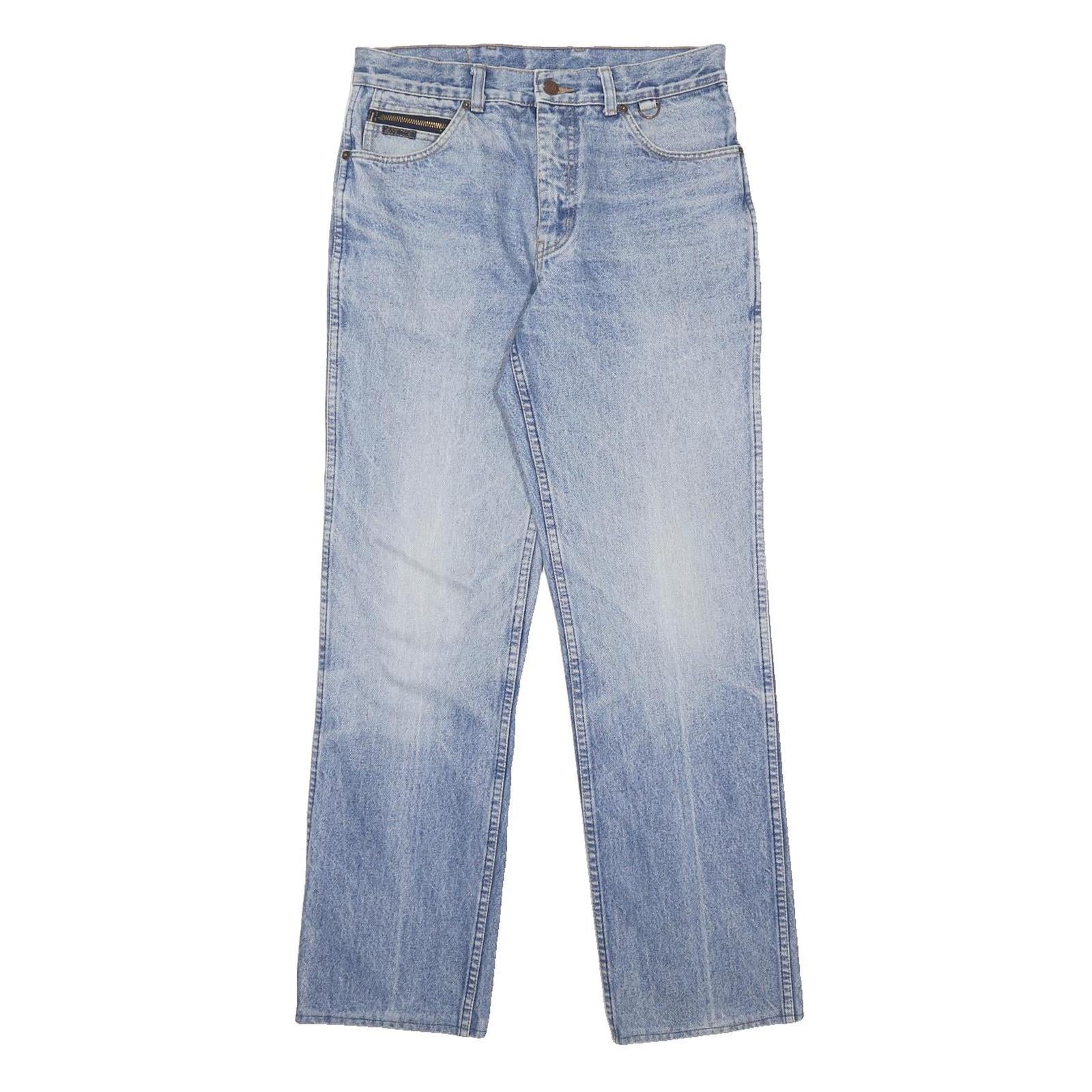 VINCI Mens Blue Denim Cotton Regular Fit Straight W30 L31 Medium Wash Jeans