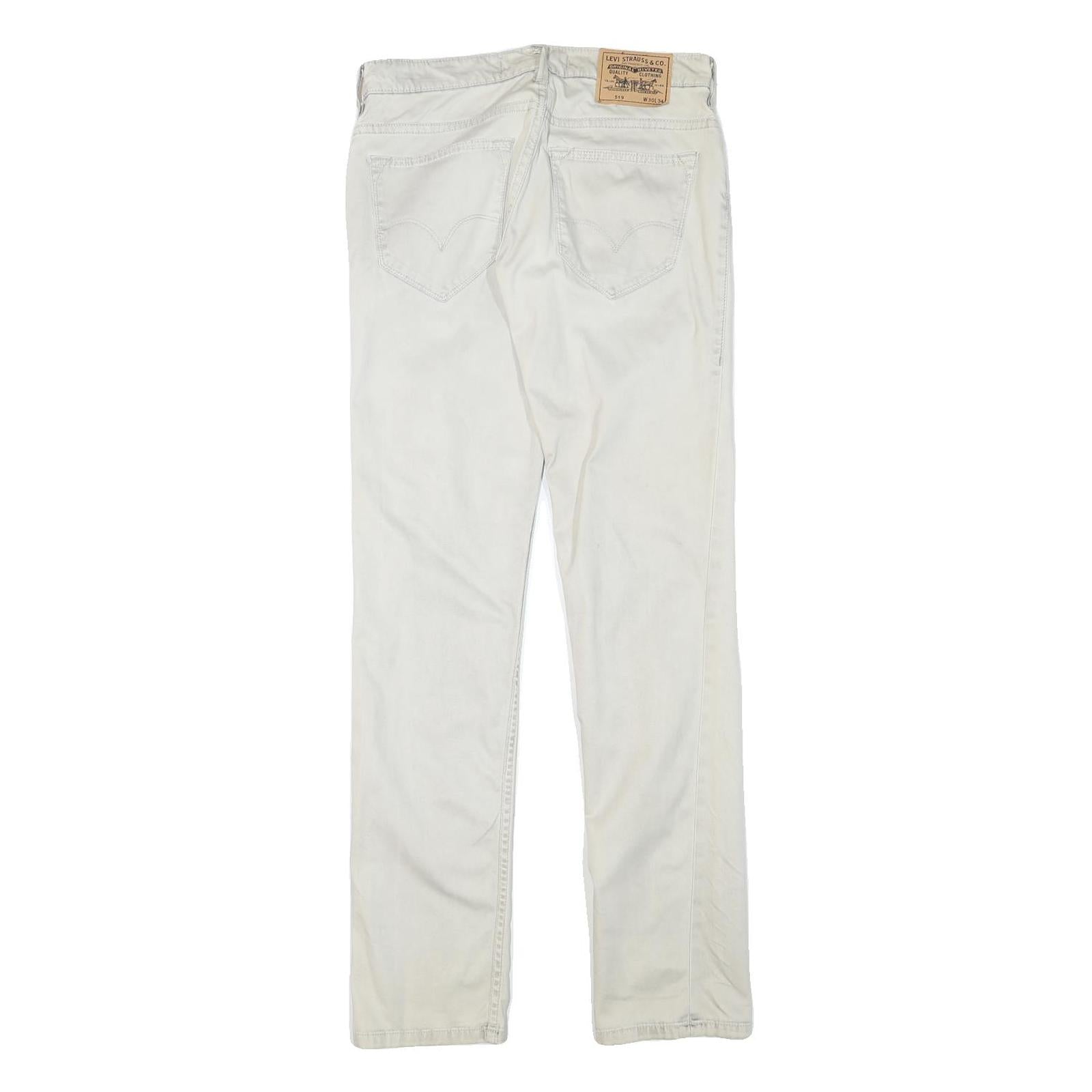LEVI'S 519 Mens Cotton Blend White Slim Straight Trousers W30 L34 Stylish