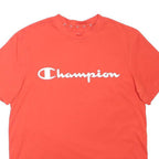 CHAMPION Mens Red T-Shirt S Short Sleeve Crew Neck Logo Graphic Polyester Blend