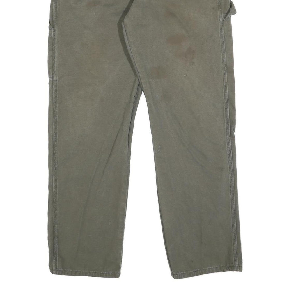 DICKIES Mens Cotton Blend Green Relaxed Straight Trousers W33 L32 Casual