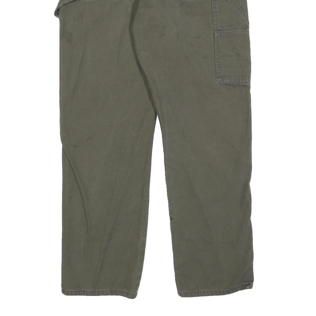 DICKIES Mens Cotton Blend Green Relaxed Straight Trousers W33 L32 Casual