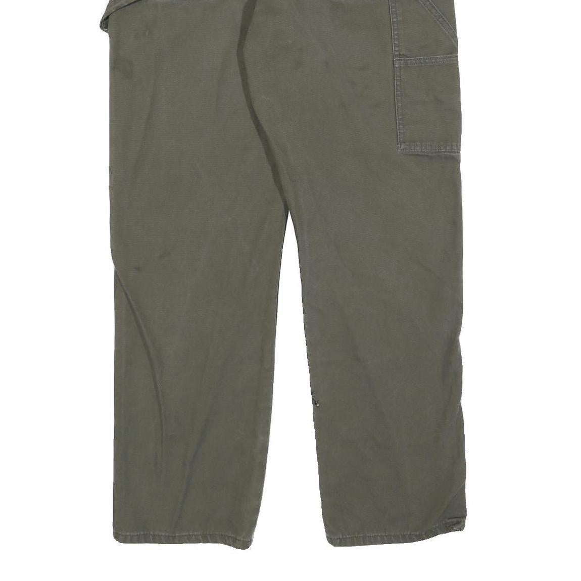 DICKIES Mens Cotton Blend Green Relaxed Straight Trousers W33 L32 Casual