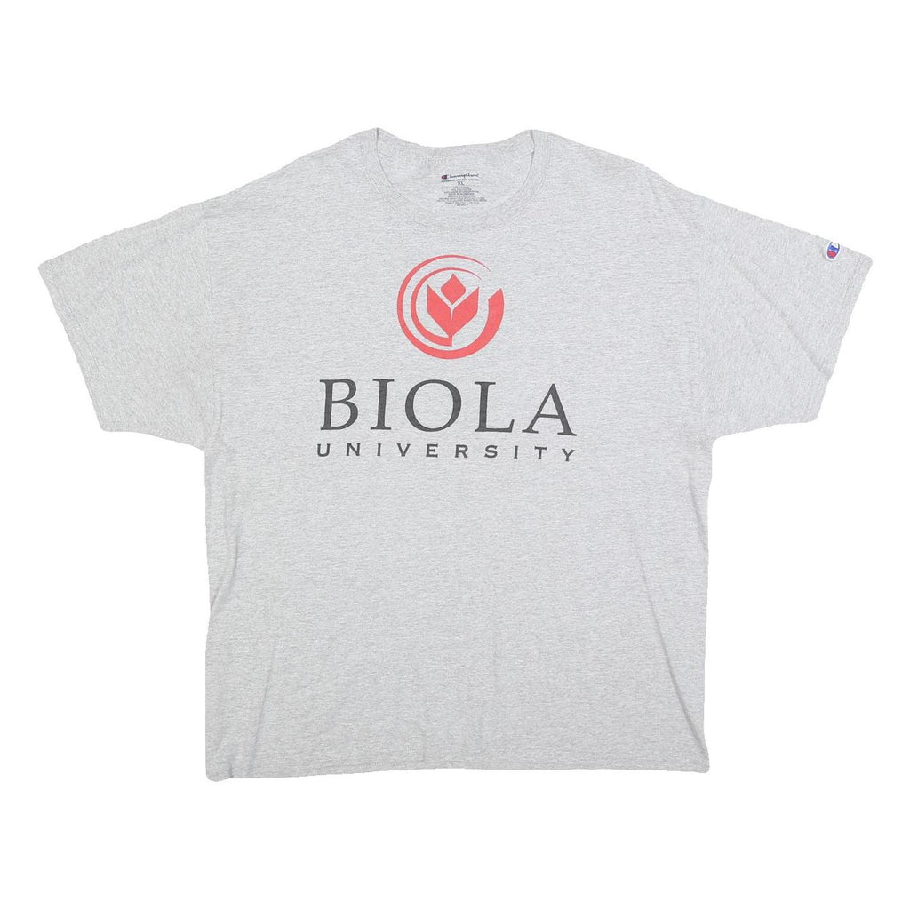 CHAMPION Mens Grey Biola University Graphic T-Shirt XL Short Sleeve Crew Neck