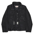 MARLBORO Womens Black Belted Zip Jacket L Synthetic Plain Lightweight